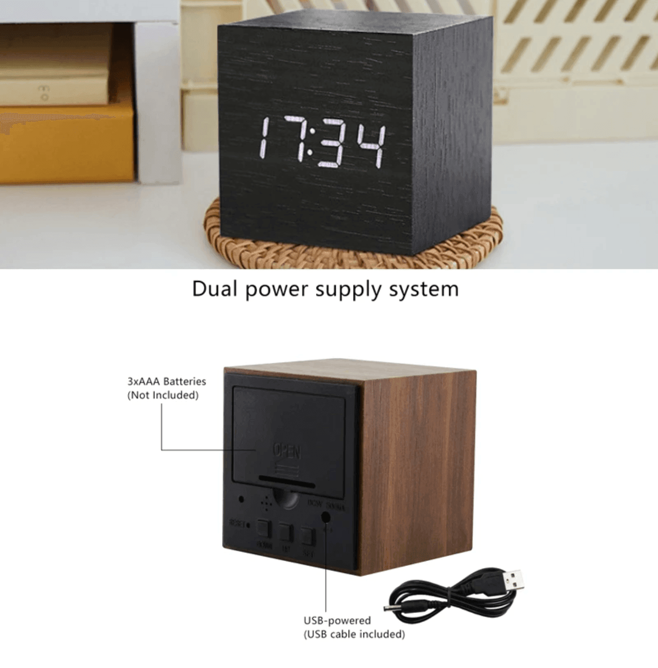 Digital Wooden LED Alarm Clock - huemabe - Creative Home Decor