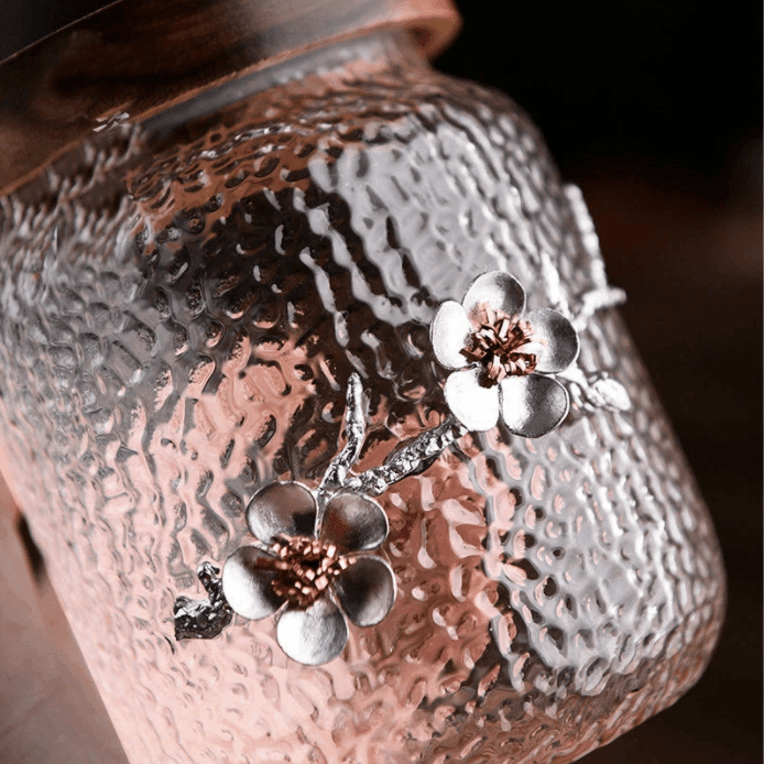 Flower Acacia Wooden Lid Glass Jar - huemabe - Creative Home Decor