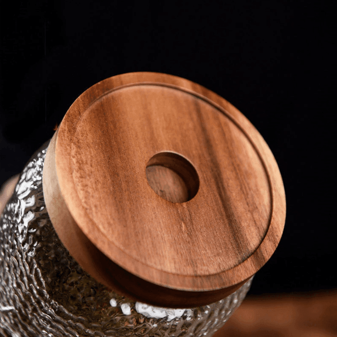 Flower Acacia Wooden Lid Glass Jar - huemabe - Creative Home Decor