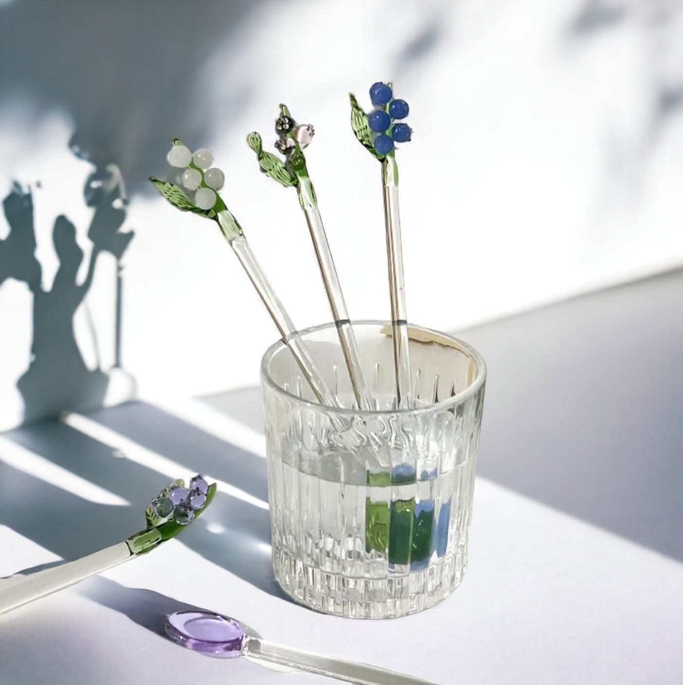 Flower Shape Glass Stirring Rod Mixing Sticks| Drink stirrer - huemabe - Creative Home Decor