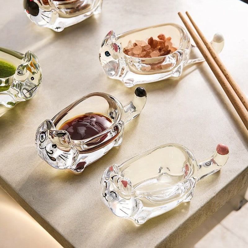 Glass Cat Sauce Dish Plate - huemabe - Creative Home Decor
