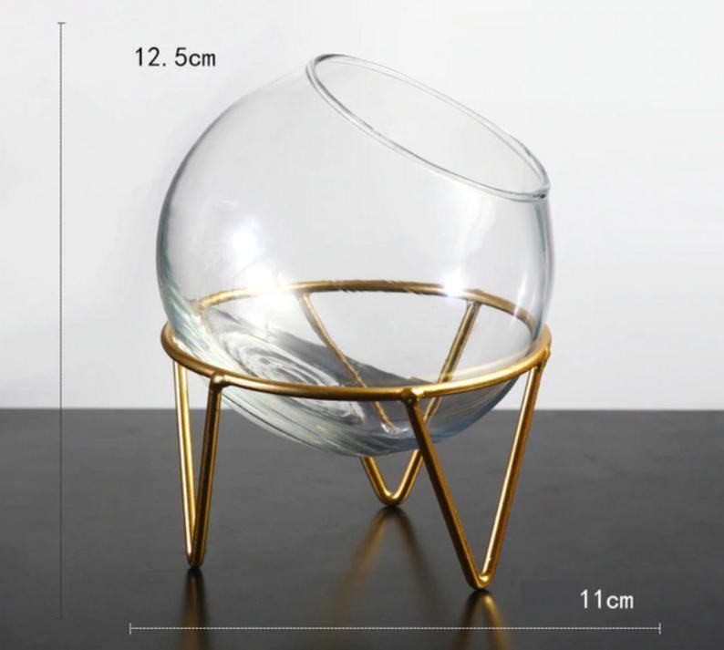 Glass Flower Vase with Metal Stand - huemabe - Creative Home Decor