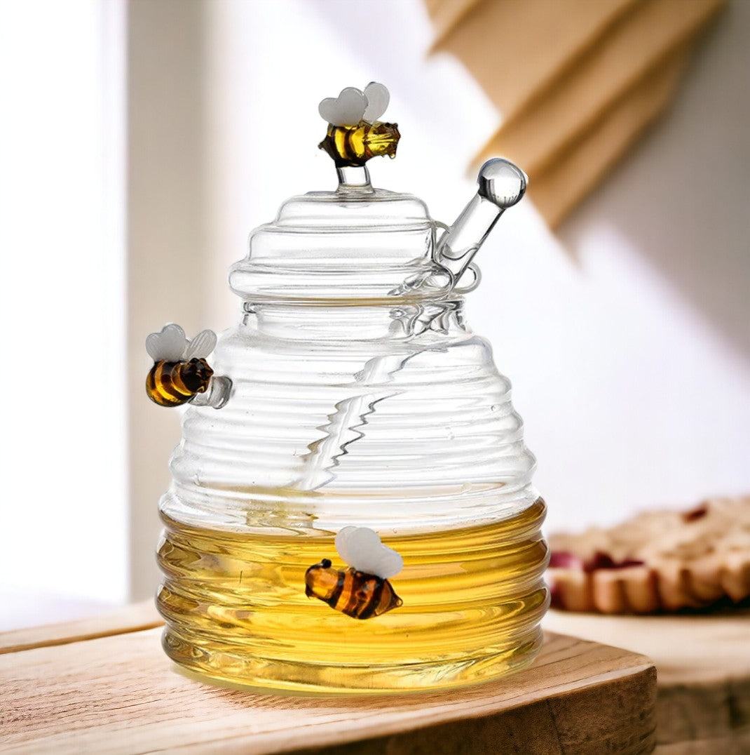 Glass Honey Jars with Lids and Honey Stick | Honey Pot  - huemabe - Creative Home Decor