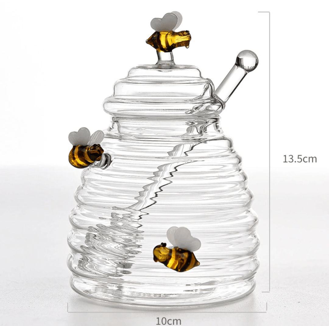 Glass Honey Jars with Lids and Honey Stick | Honey Pot  - huemabe - Creative Home Decor