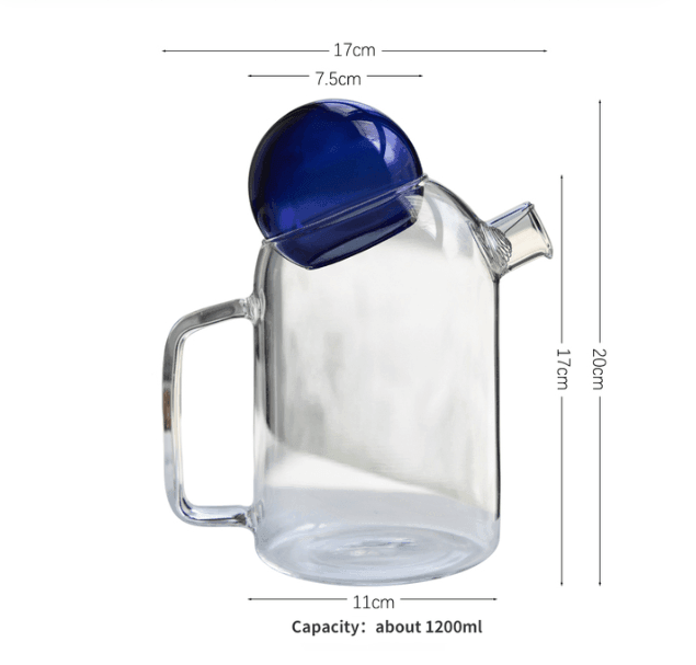 Glass Pitcher Teapot with Cup Lid (1200ml) - huemabe - Creative Home Decor