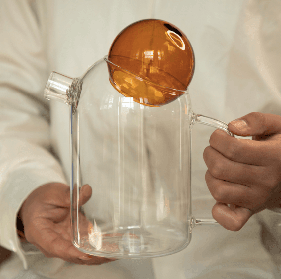 Glass Pitcher Teapot with Cup Lid (1200ml) - huemabe - Creative Home Decor