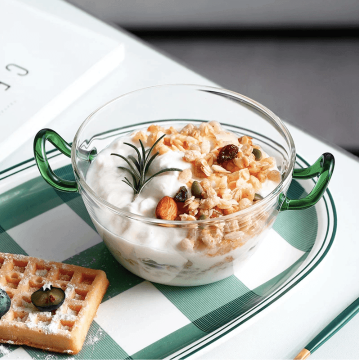 Glass Salad Bowl With Handle - huemabe - Creative Home Decor