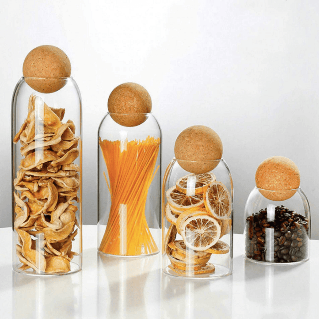 Glass Storage Jar with Cork Lid Ball - huemabe - Creative Home Decor