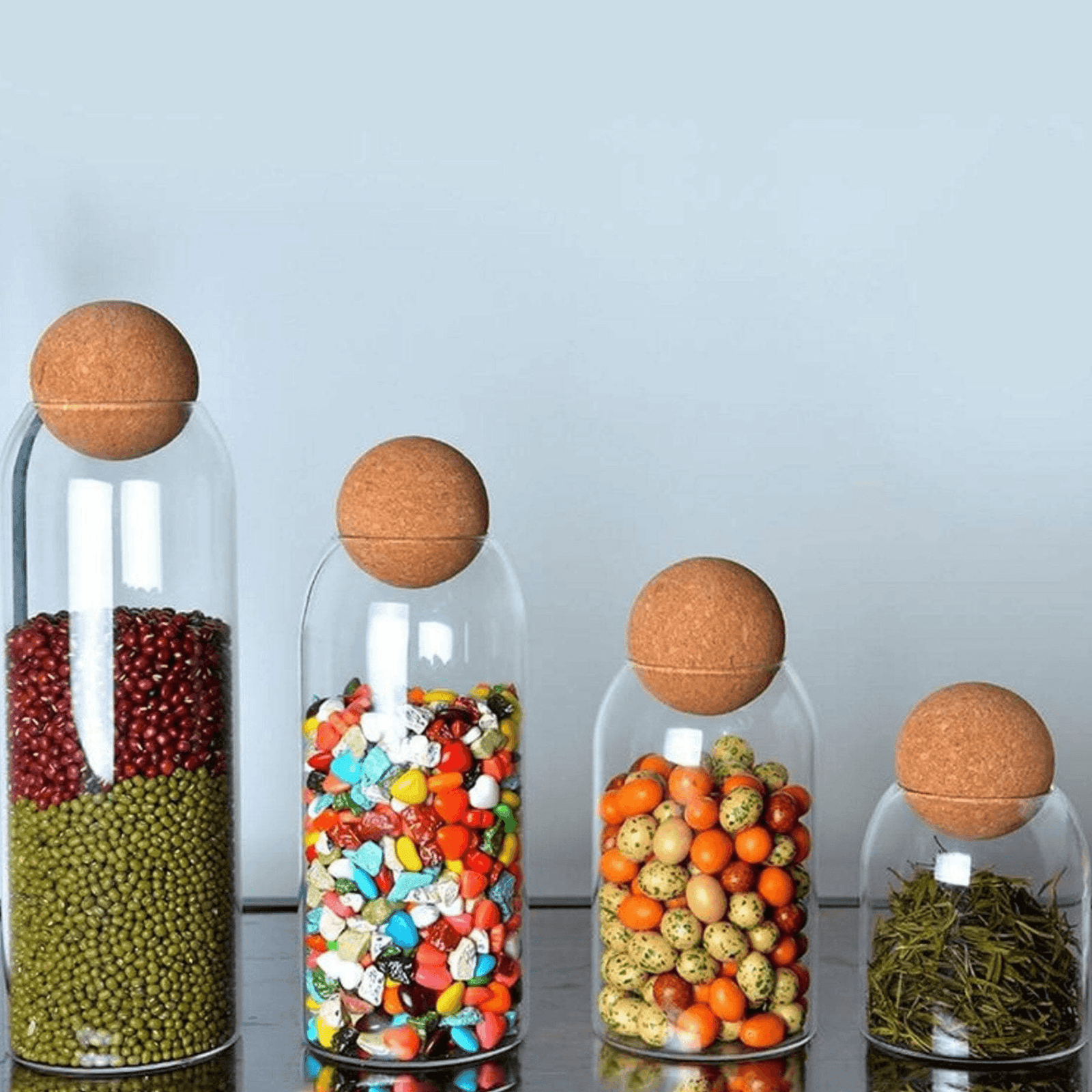 Glass Storage Jar with Cork Lid Ball - huemabe - Creative Home Decor