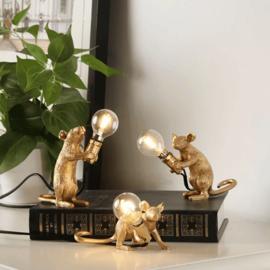 Gold Mouse Resin Decor Night Light - huemabe - Creative Home Decor