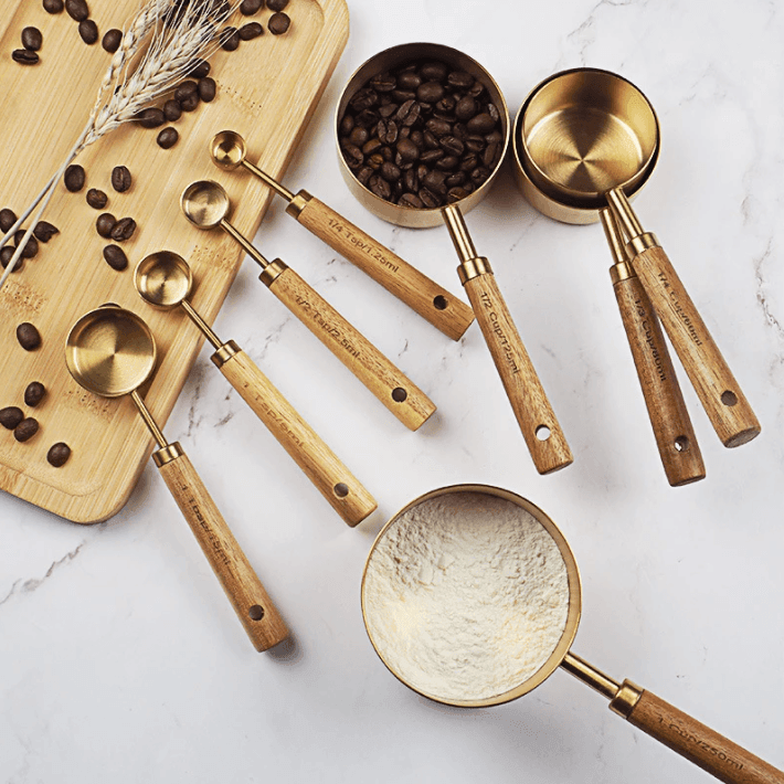 Gold Stainless Steel Measuring Cups Set - huemabe - Creative Home Decor