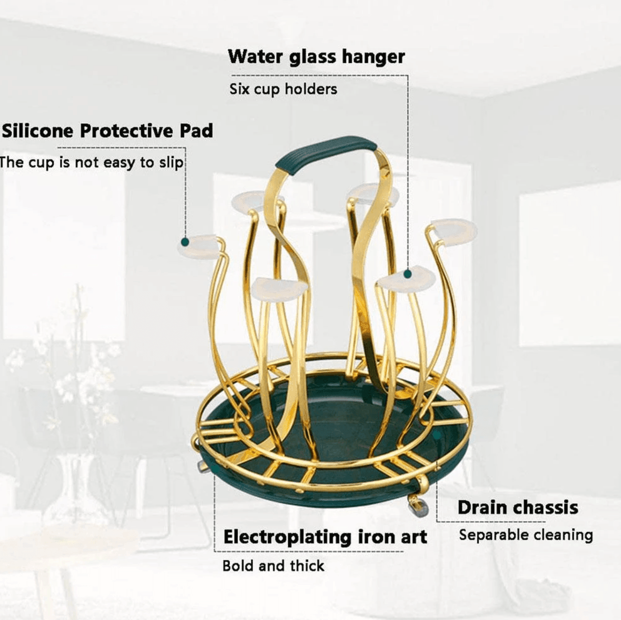 Gold Wrought Iron Drain Cup Holder - huemabe - Creative Home Decor