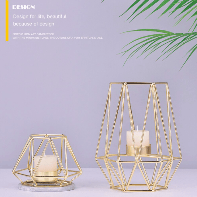 Golden Iron Candle Holder - huemabe - Creative Home Decor