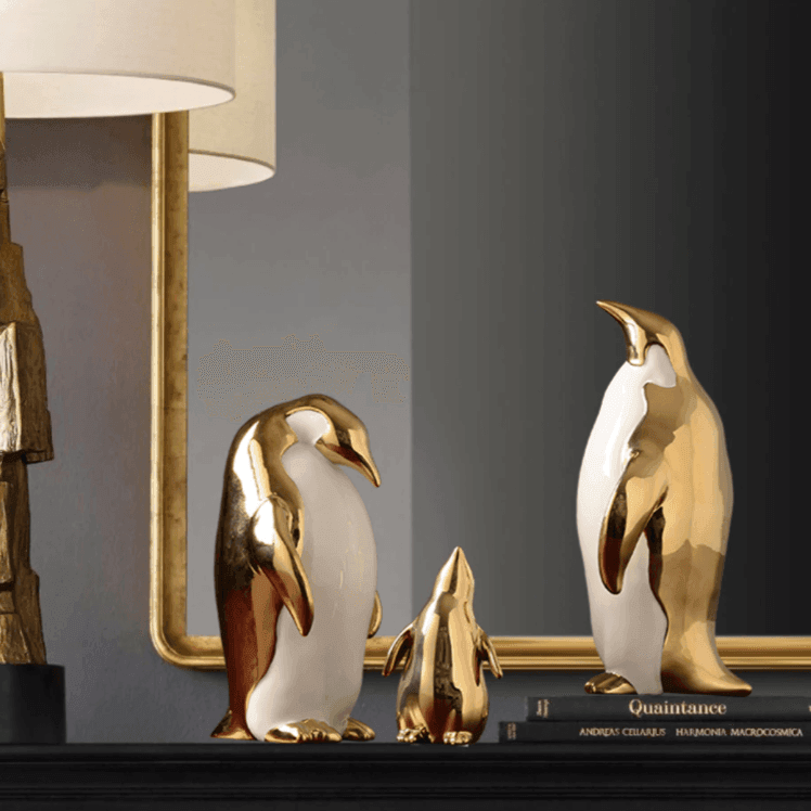 Golden Penguin Statue Figurine - huemabe - Creative Home Decor