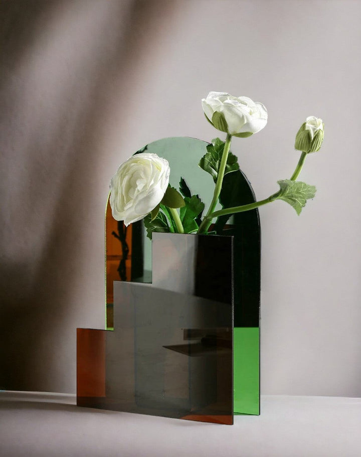 Green-Brown Acrylic Flower Vase - huemabe - Creative Home Decor