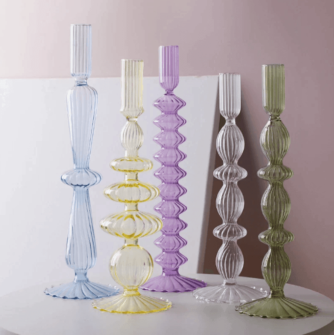 Lace Taper Glass Candlestick Holder - huemabe - Creative Home Decor