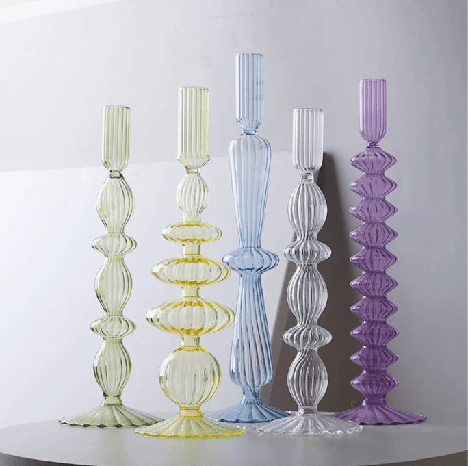 Lace Taper Glass Candlestick Holder - huemabe - Creative Home Decor