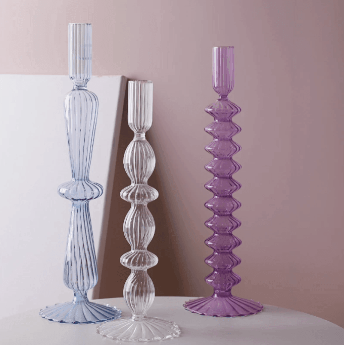 Lace Taper Glass Candlestick Holder - huemabe - Creative Home Decor