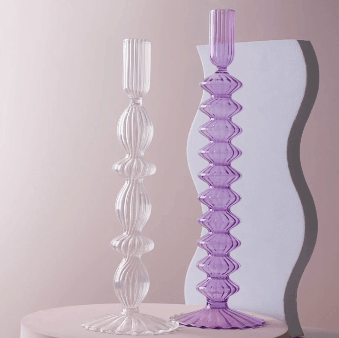 Lace Taper Glass Candlestick Holder - huemabe - Creative Home Decor