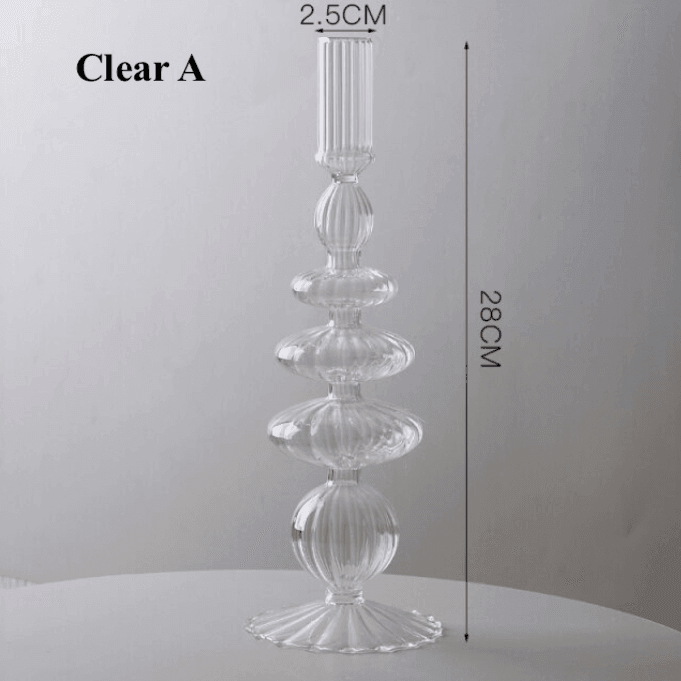 Lace Taper Glass Candlestick Holder - huemabe - Creative Home Decor