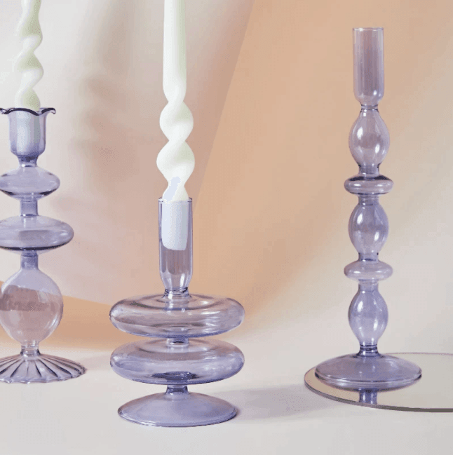 Lilac Glass Candlesticks / Vase - huemabe - Creative Home Decor