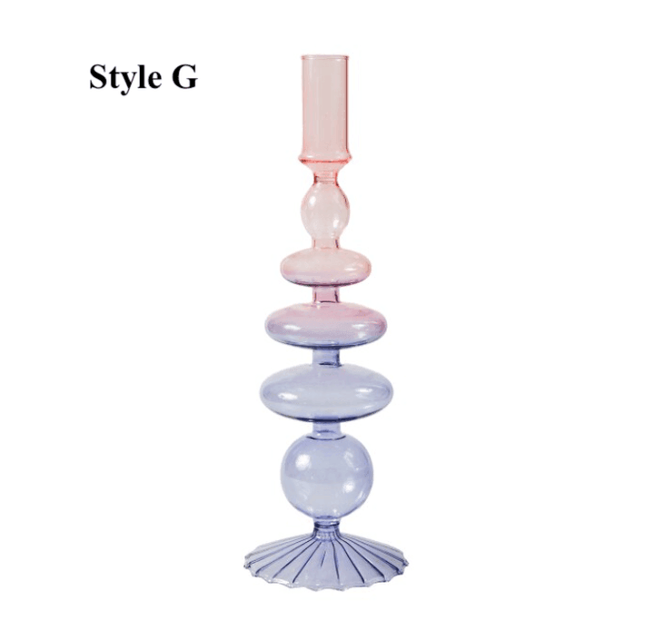 Lilac-Pink Glass Candlesticks / Vase - huemabe - Creative Home Decor