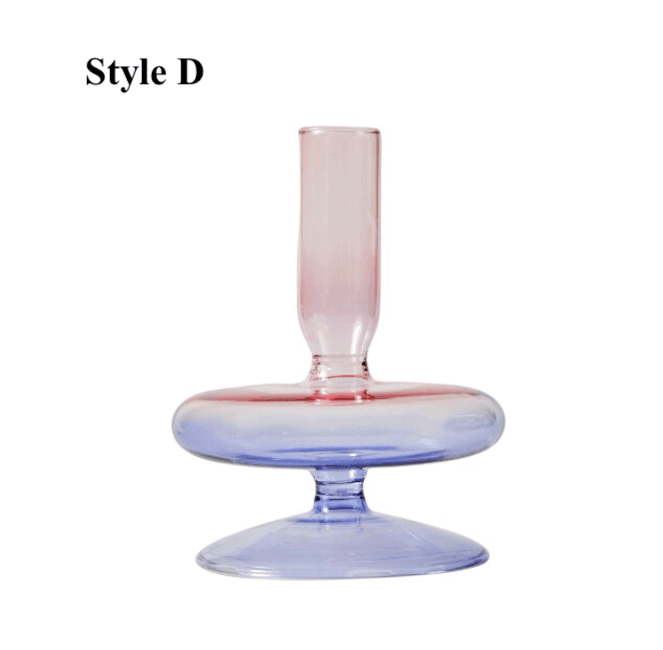 Lilac-Pink Glass Candlesticks / Vase - huemabe - Creative Home Decor