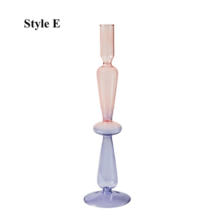 Lilac-Pink Glass Candlesticks / Vase - huemabe - Creative Home Decor