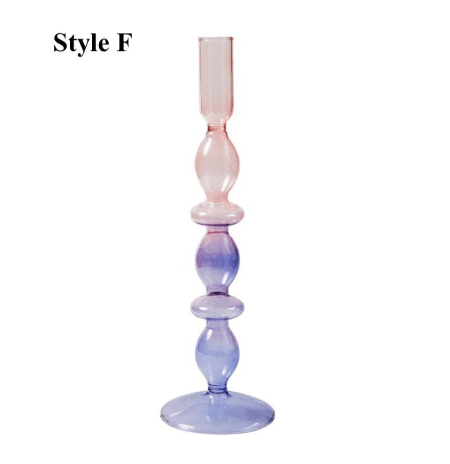 Lilac-Pink Glass Candlesticks / Vase - huemabe - Creative Home Decor