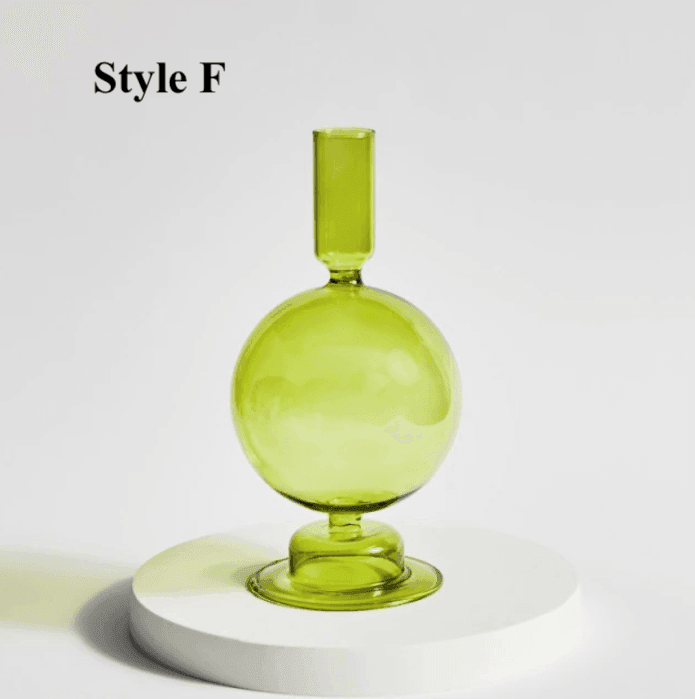 Lime Green Glass Candlesticks / Vase - huemabe - Creative Home Decor