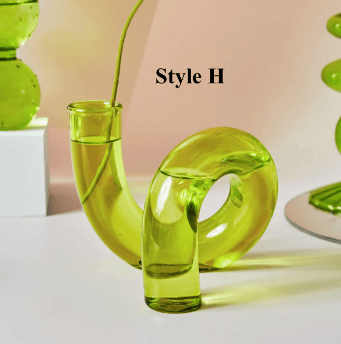 Lime Green Glass Candlesticks / Vase - huemabe - Creative Home Decor