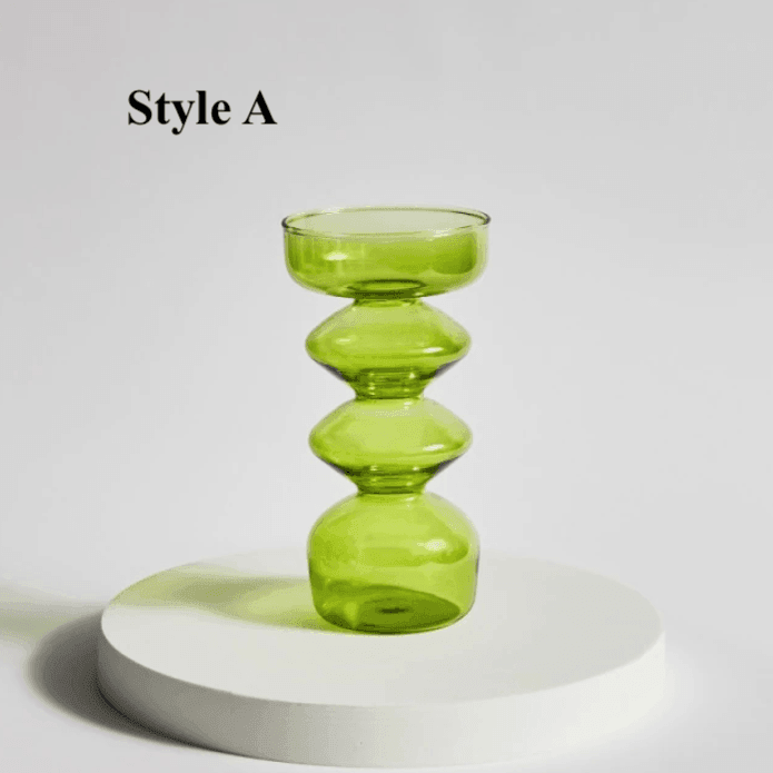 Lime Green Glass Candlesticks / Vase - huemabe - Creative Home Decor