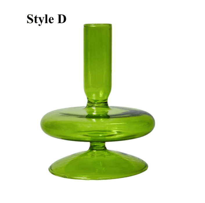 Lime Green Glass Candlesticks / Vase - huemabe - Creative Home Decor