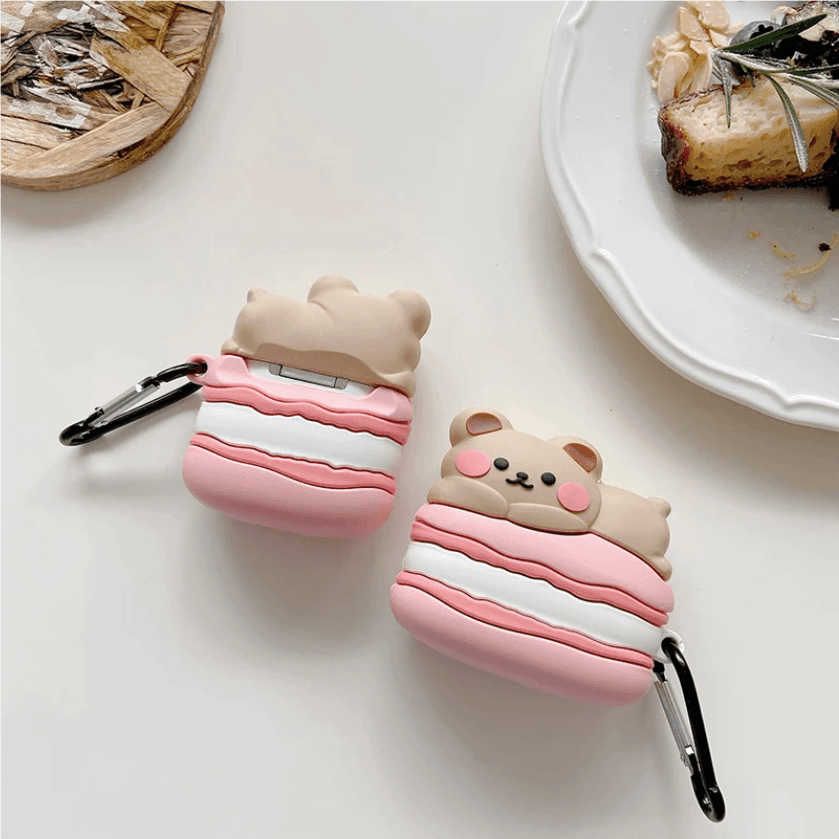 Macaroon Teddy Bear 3D Silicone AirPods Case - huemabe - Creative Home Decor