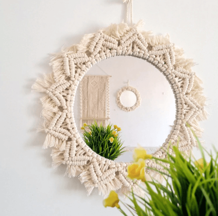 Macrame Hanging Mirror - huemabe - Creative Home Decor