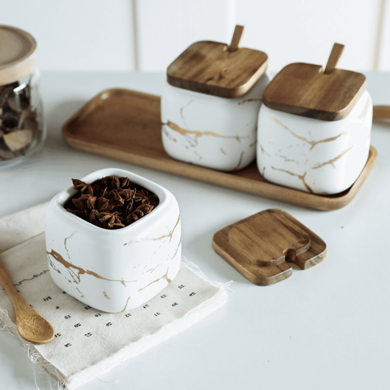 Marble Porcelain Kitchen Seasoning Set - huemabe - Creative Home Decor