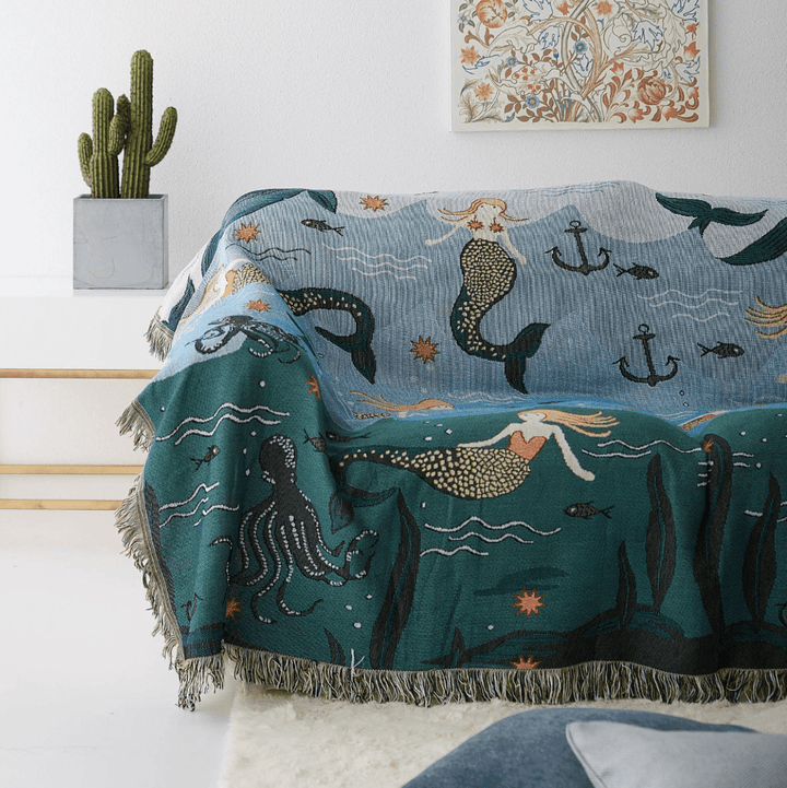 Mermaid Pattern Throw Blanket - huemabe - Creative Home Decor