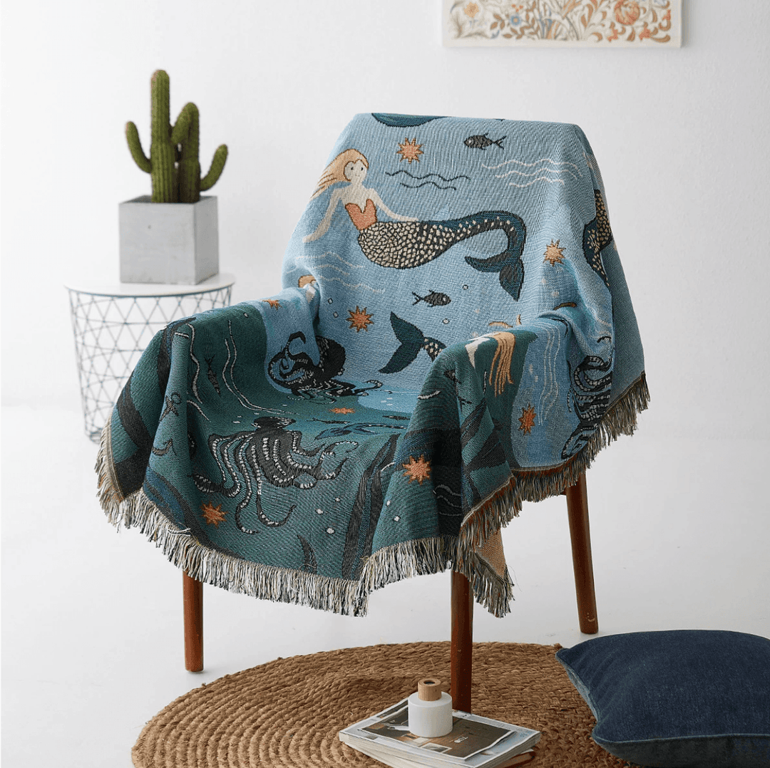 Mermaid Pattern Throw Blanket - huemabe - Creative Home Decor