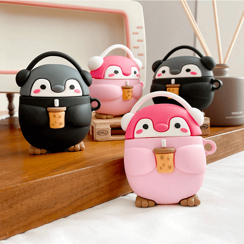 Milk Tea Music Penguin 3D Silicone AirPods Case - huemabe - Creative Home Decor