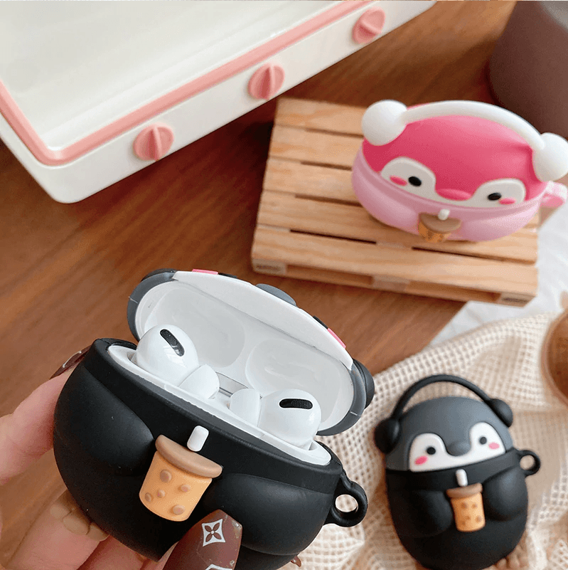 Milk Tea Music Penguin 3D Silicone AirPods Case - huemabe - Creative Home Decor
