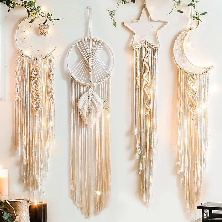 Moon Star Macrame Dream Catcher Wall Hanging - huemabe - Creative Home Decor