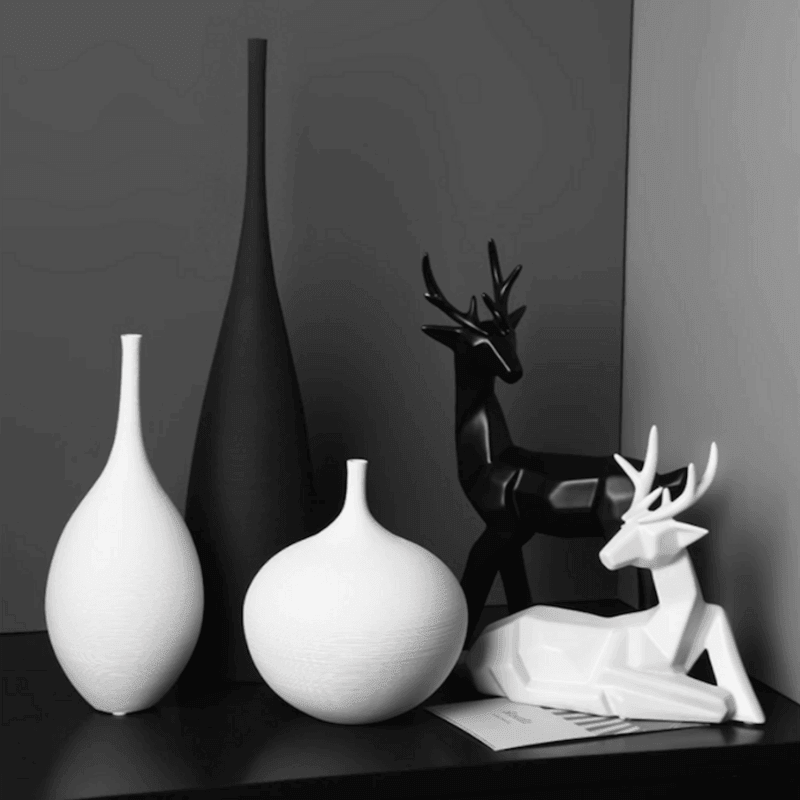 Narrow Opening Minimalist Ceramic Vase - huemabe - Creative Home Decor