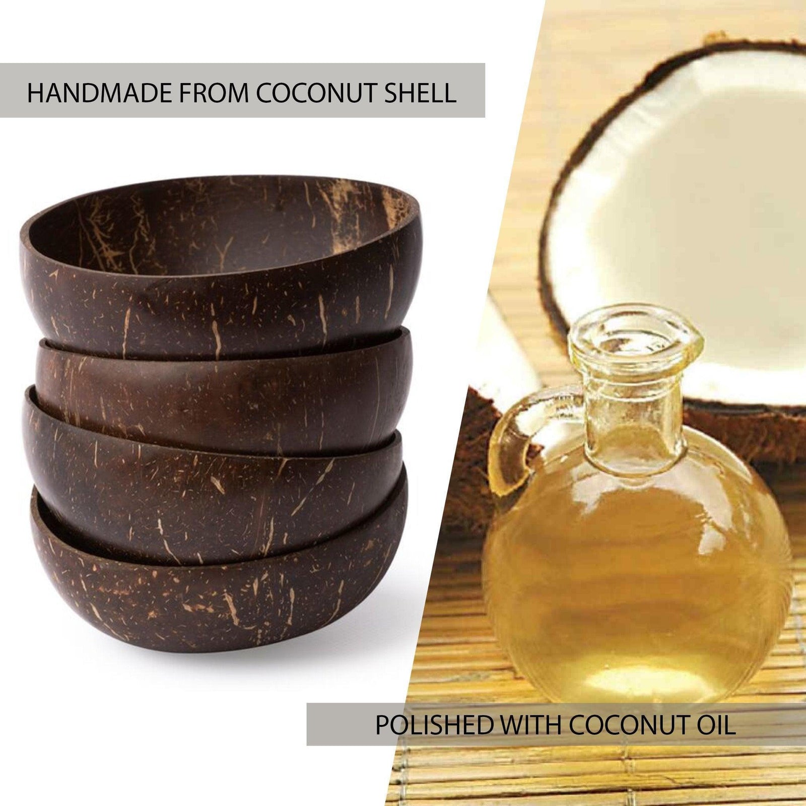 Natural Coconut Bowl & Bamboo Spoon Set - huemabe - Creative Home Decor