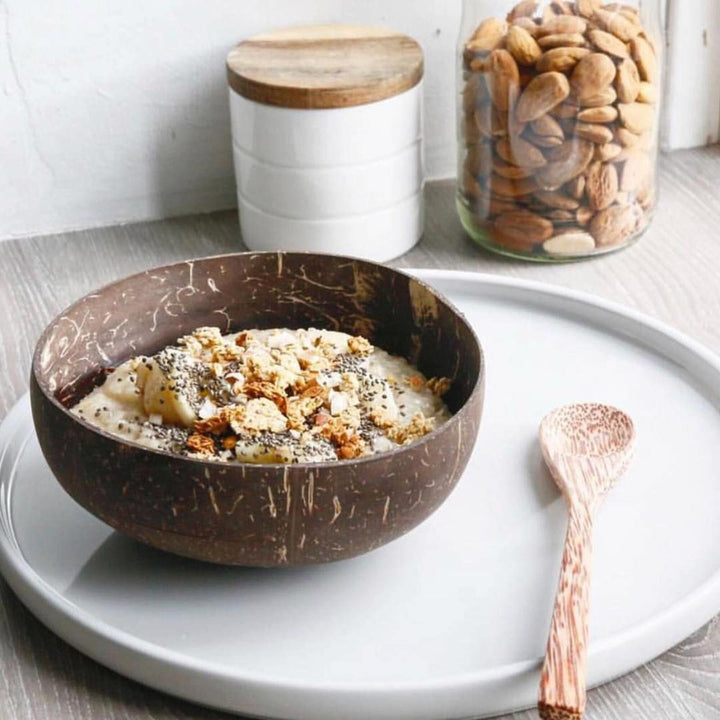 Natural Coconut Bowl & Bamboo Spoon Set - huemabe - Creative Home Decor