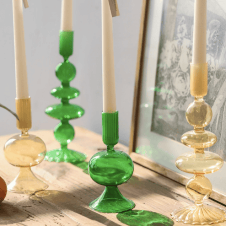 Nordic Artist Style Colorful Glass Candlesticks / Vase - huemabe - Creative Home Decor