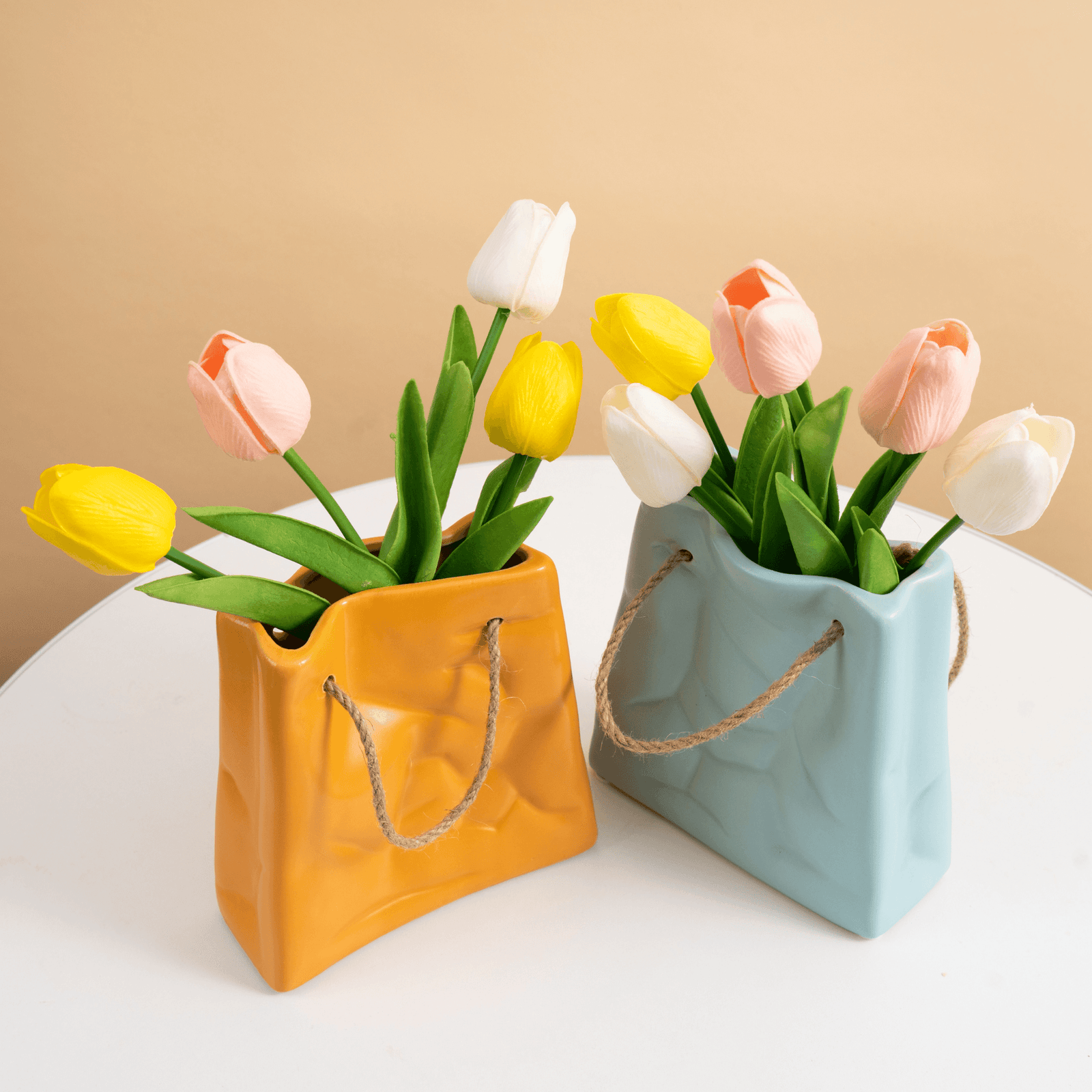 Nordic Creative Shopping Basket Ceramic Vase - huemabe - Creative Home Decor