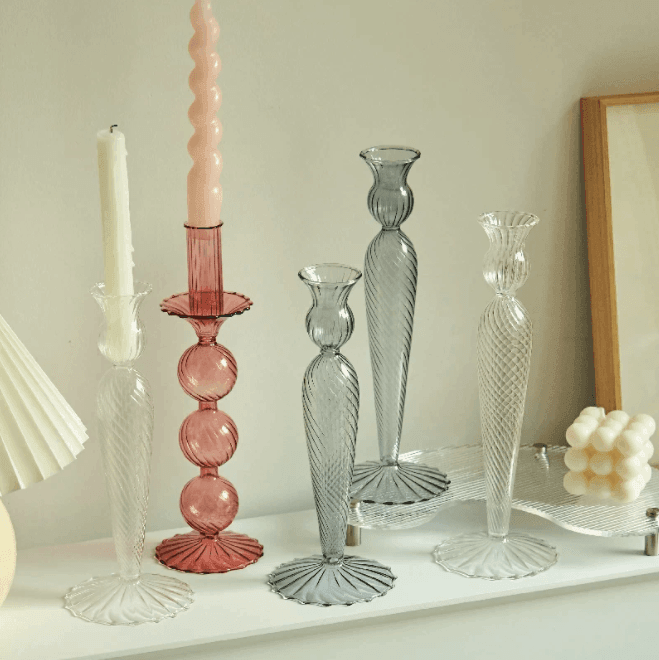 Nordic Glass Taper Candlestick Holder - huemabe - Creative Home Decor