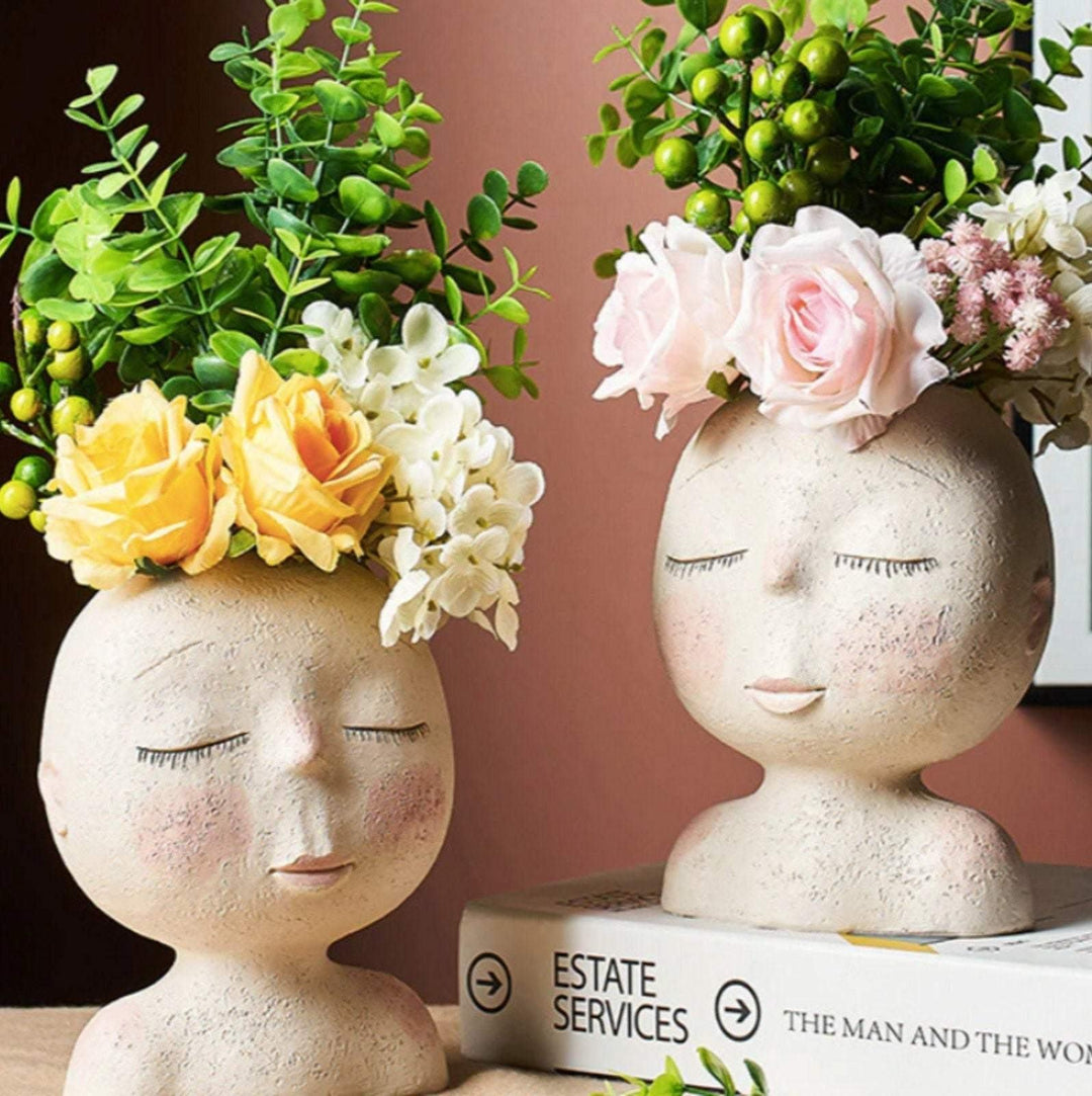 Nordic Human Head Vase Flower Pot - huemabe - Creative Home Decor