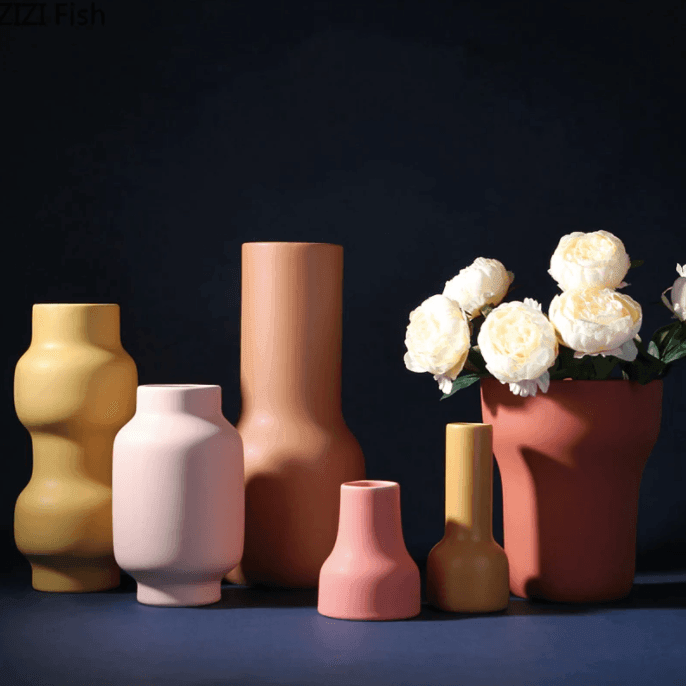 Nordic Solid Color Ceramic Vase - huemabe - Creative Home Decor