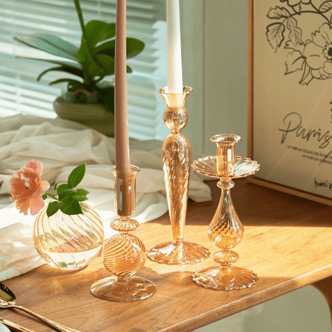 Northern European Style Glass Candle holder - Champagne Gold - huemabe - Creative Home Decor